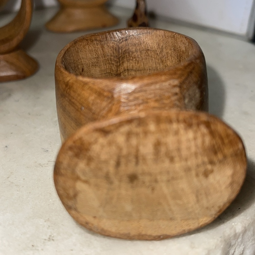 Hand Carved Wood Napkin Rings - Picture 2 of 6